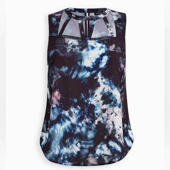 SALE NWT Torrid Tie-dye Georgette Cage Front Tank 00 - Picture 4 of 15
